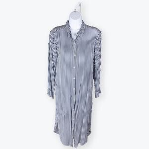 Velvet by Graham & Spencer Black White Striped Shirt Dress XS NWOT